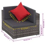 vidaXL Salon de jardin 8 Pièces avec coussins résine tressée gris