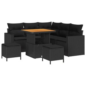 vidaXL Ensemble de canapé de jardin 8 Pièces Noir polyrotin