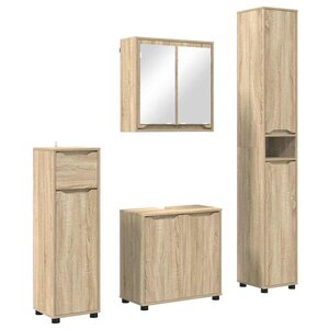 vidaXL Ensemble de mobilier de salle de bain 4 Pièces Chêne Sonoma