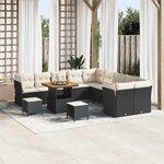 vidaXL Ensemble de canapé de jardin 13 Pièces Noir polyrotin
