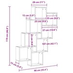 vidaXL Étagère murale cube Gris béton 90x15x119 cm Bois d’ingénierie