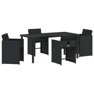 vidaXL Ensemble de salle à manger pour jardin 5 Pièces Noir polyrotin