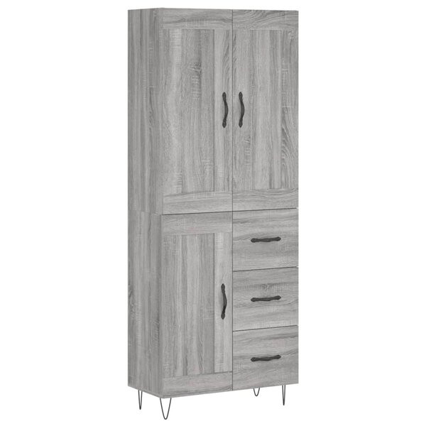 vidaXL Buffet haut Sonoma gris 69 5x34x180 cm Bois d'ingénierie