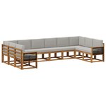 vidaXL Ensemble de canapés d'extérieur 10 pc Naturel et gris clair