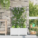 vidaXL Bac à fleurs avec Treillis 2 Pièces Blanc 80 x 40 x 143 cm PP