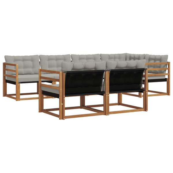 vidaXL Ensemble de canapés d'extérieur 7 pc Naturel et gris clair