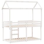 vidaXL Lit superposé avec toit blanc 90x200 cm bois de pin massif