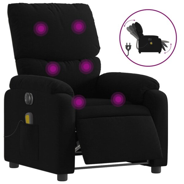 vidaXL Fauteuil de massage inclinable électrique Noir Tissu