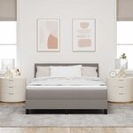 vidaXL Lit à ressorts avec matelas Taupe 140 x 190 cm tissu