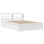 vidaXL Cadre de lit avec tête de lit blanc 135x190 cm bois pin massif