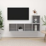 vidaXL Ensemble de meuble TV 2 Pièces Gris béton Aggloméré