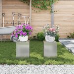 vidaXL Supports de Plantes Extérieurs 2 Pièces 24x24x35 cm Acier Galvanisé