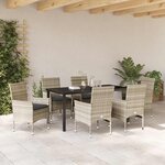 vidaXL Ensemble de salle à manger pour jardin 7 Pièces Gris clair