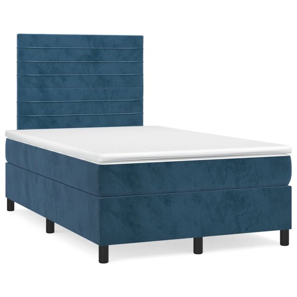 vidaXL Sommier à lattes de lit et matelas Bleu foncé 120x200cm Velours