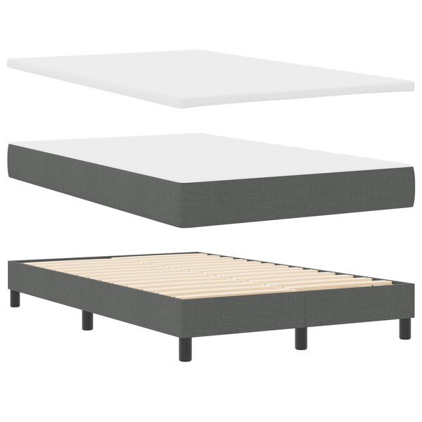 vidaXL Lit à ressorts avec matelas et banc gris foncé 120x200 cm en tissu