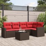 vidaXL Salon de jardin 6 Pièces avec coussins marron résine tressée