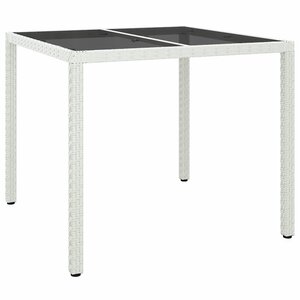 vidaXL Table de jardin pour repas Blanc 90 x 90 x 75 cm Poly rotin
