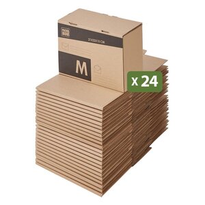 Pack and Move - Lot 24 cartons pour expédition - Taille M - 21 x 32 x 15 cm - Carton renforcé - 20 KG max
