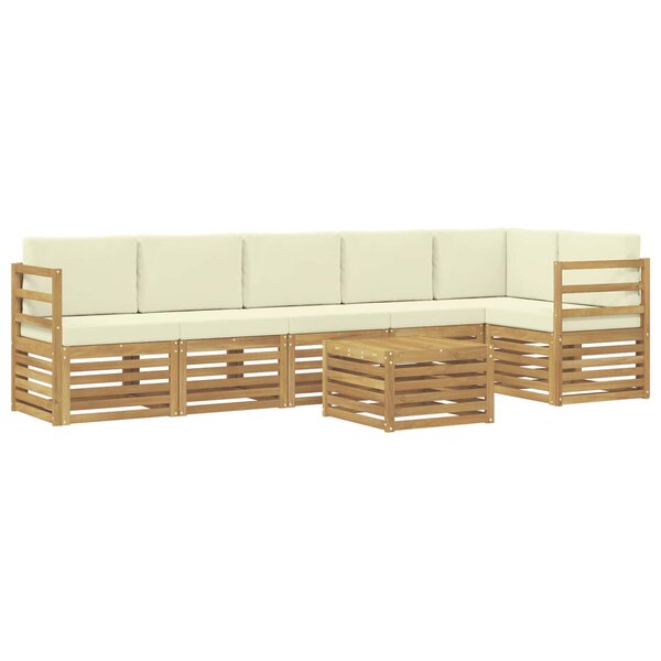 vidaXL Ensemble de canapés d'extérieur 7 pc Blanc et crème Polyester