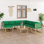 Vidaxl salon de jardin 9 pièces avec coussins bois de pin imprégné