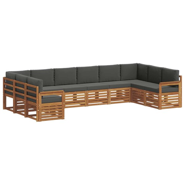 vidaXL Ensemble de canapés d'extérieur 10 pc Naturel et Anthracite