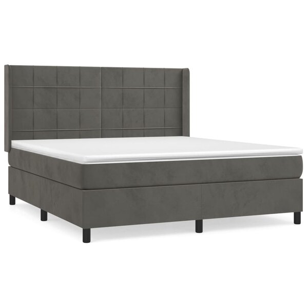 vidaXL Sommier à lattes de lit et matelas Gris foncé 180x200cm Velours