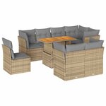 vidaXL Salon de jardin avec coussins 9 Pièces beige résine tressée