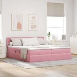 vidaXL Lit de Rangement avec matelas avec tête de lit Rose 90 x 200 cm