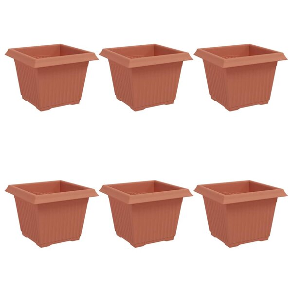 vidaXL Pot de Fleurs Carré 6 Pièces Rouge brique 23 x 23 x 17 5 cm