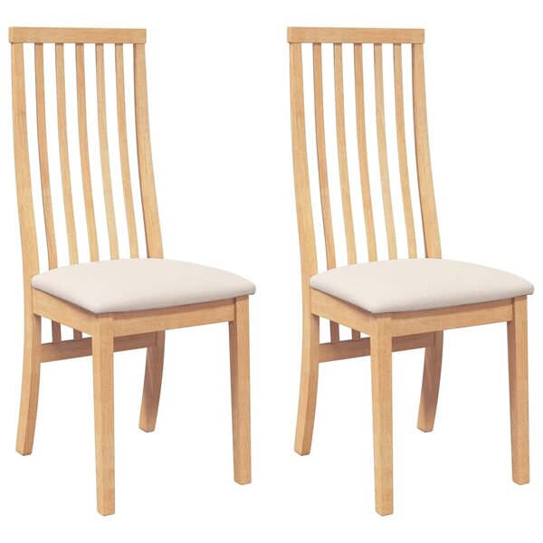vidaXL Chaises à manger coussins 2 Pièces bois massif caoutchouc