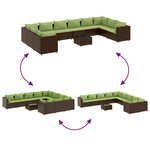 vidaXL Salon de jardin et coussins 11 Pièces marron résine tressée