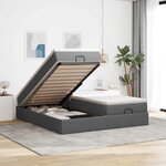 VidaXL Cadre de lit ottoman avec matelas gris foncé 180x200cm tissu