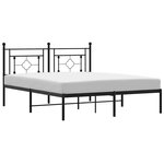 vidaXL Cadre de lit métal sans matelas avec tête de lit noir 150x200cm