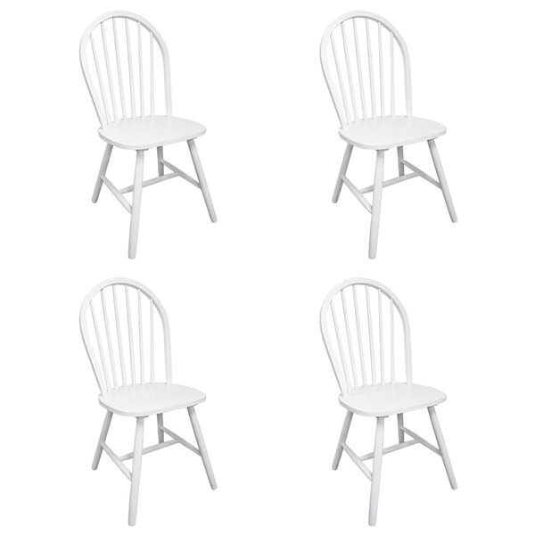 vidaXL Chaises à manger lot de 4 blanc bois d'hévéa solide