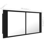 vidaXL Armoire à miroir de salle de bain LED Noir 100x12x45 Acrylique