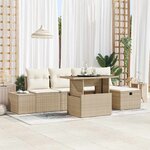 vidaXL Ensemble de canapé de jardin 7 Pièces Beige Poly rotin