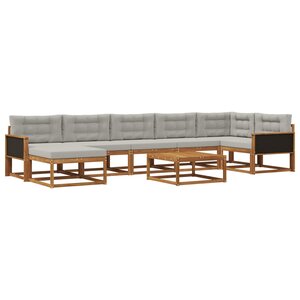 vidaXL Ensemble de canapés d'extérieur 8 Pièces Naturel et gris clair