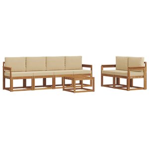 vidaXL Ensemble de canapés d'extérieur 7 pc Naturel et Beige