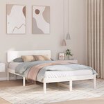 vidaXL Cadre de lit Blanc 135 x 190 cm Bois massif en pin