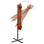 vidaXL Parasol de jardin en porte-à-faux avec mât et lumières LED