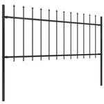 vidaXL Clôture de jardin avec dessus en lance Acier 13 6 x 0 8 m Noir