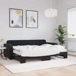 vidaXL Lit de jour avec lit gigogne et matelas noir 80x200 cm velours