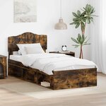 vidaXL Cadre de lit Chêne fumé 90 x 200 cm Bois de pin massif