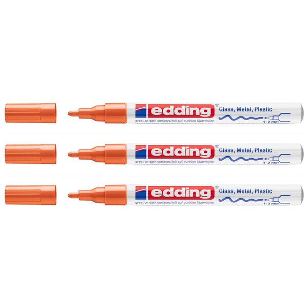 Marqueur Peinture Brillante 751 Orange Pointe Ronde 1-2 mm x 3 EDDING