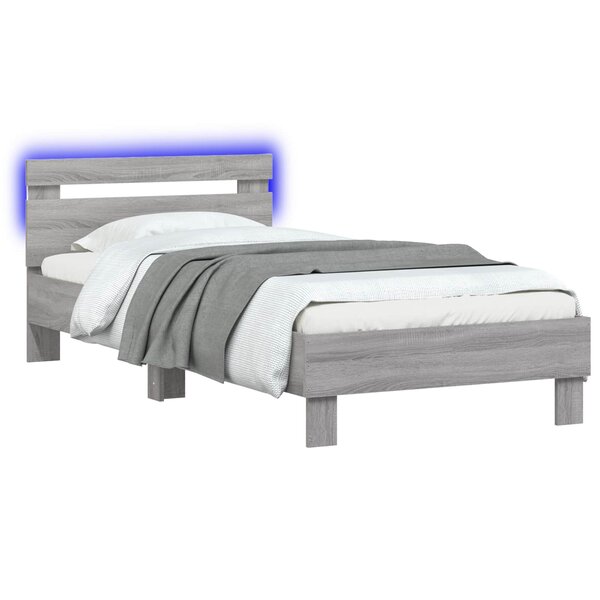 vidaXL Cadre de lit avec LED Sonoma gris 80 x 200 cm Bois d'ingénierie