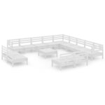vidaXL Salon de jardin 14 Pièces Bois de pin massif Blanc