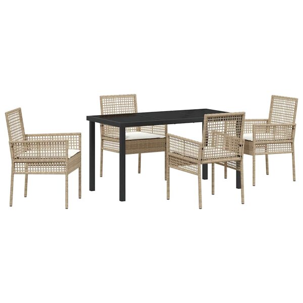 vidaXL Ensemble de salle à manger pour jardin 5 Pièces Beige Poly rotin
