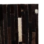 vidaXL Tapis Cuir véritable Patchwork 160 x 230 cm Rayures Noir/Blanc