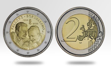Pièce de monnaie 2 euro commémorative Italie 2022 – Les juges Falcone et Borsellino