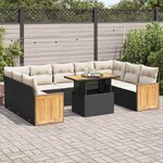 vidaXL Salon de jardin 10 Pièces avec coussins noir résine tressée acacia
